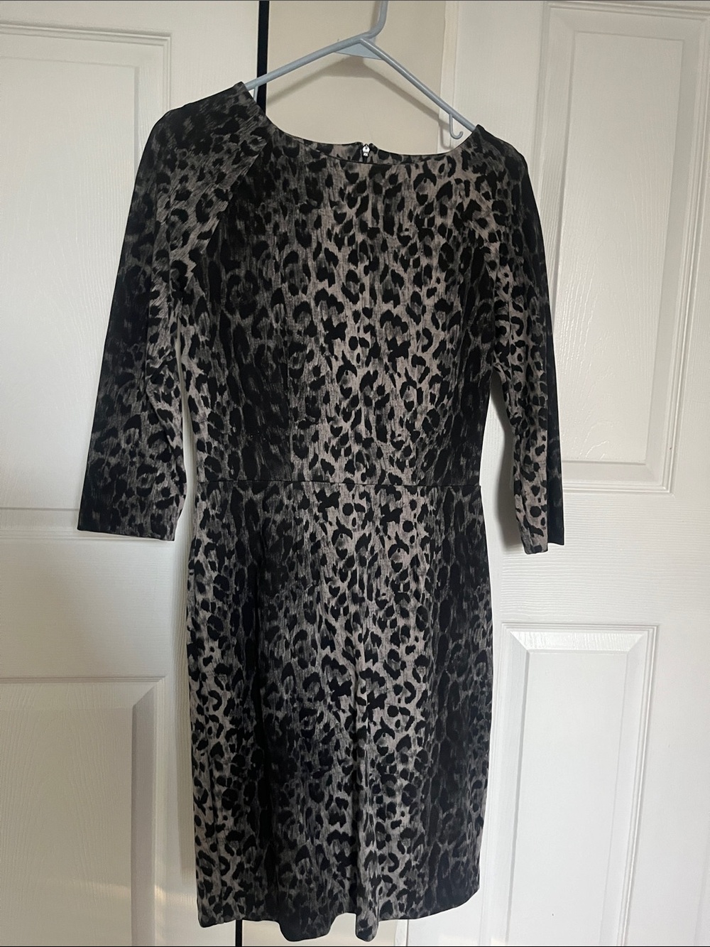 The Limited Black and Gray Leopard Print Long Sleeve Dress